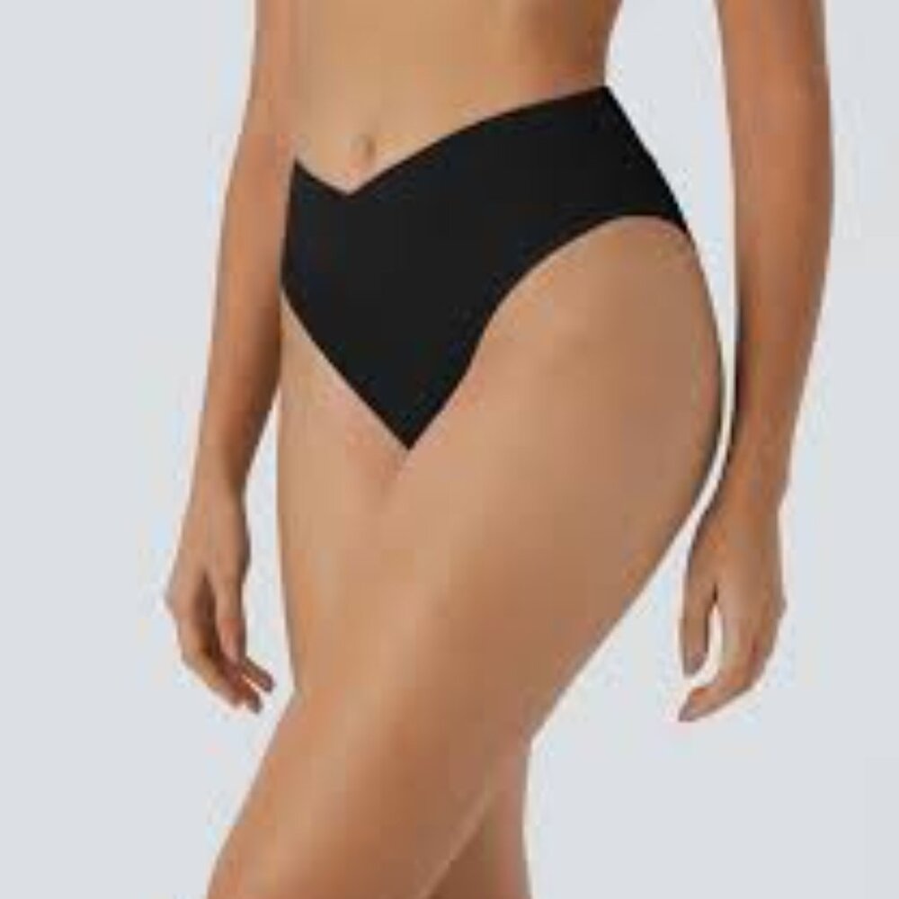 Halara crossover mid rise bikini bottoms